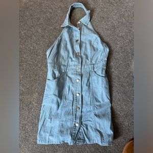 Free People denim halter dress Medium